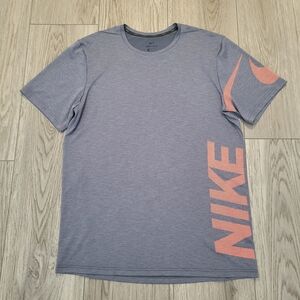 Nike Men's Heather Blue Tee with Red Logo